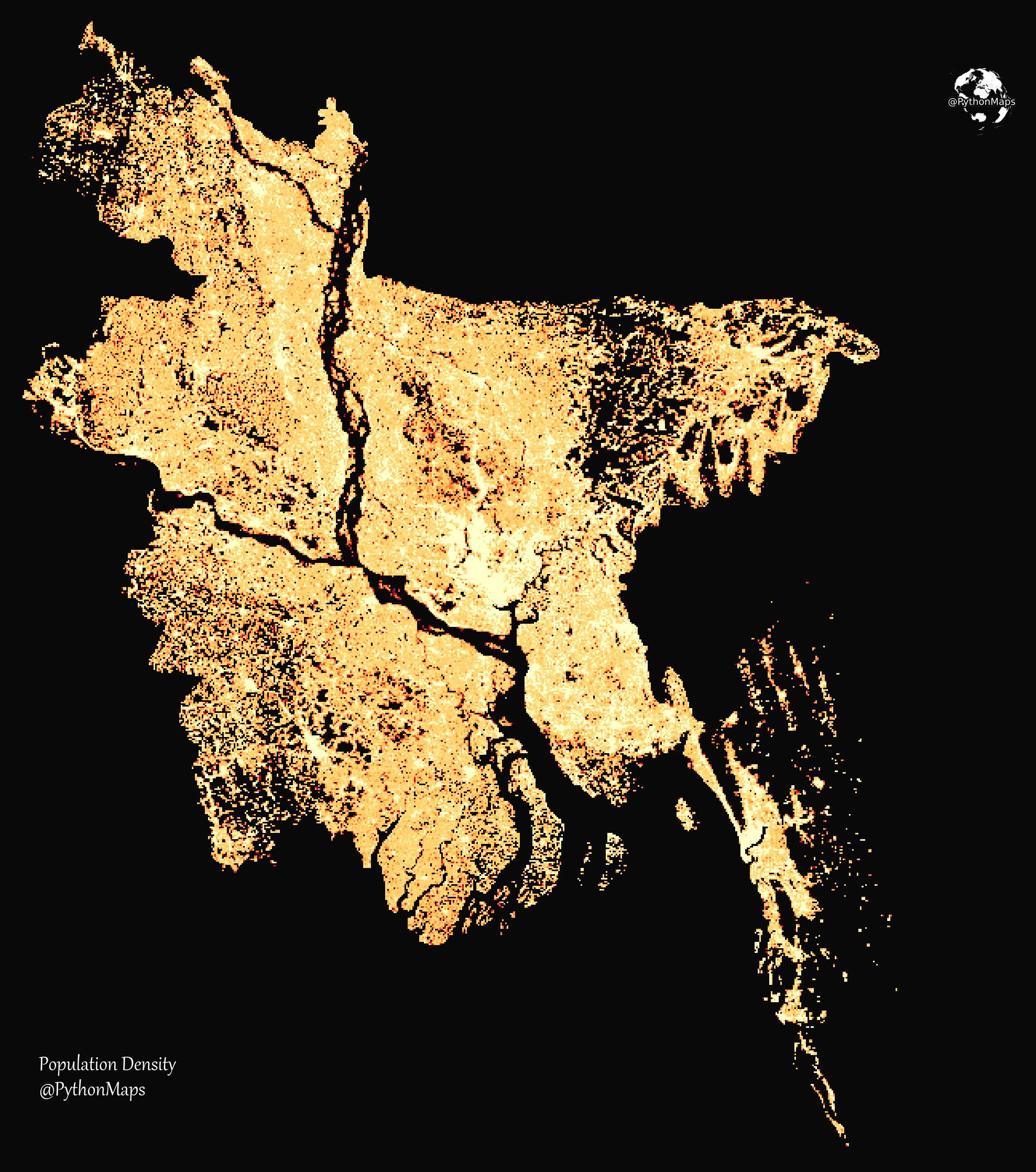 The Population density of Bangladesh