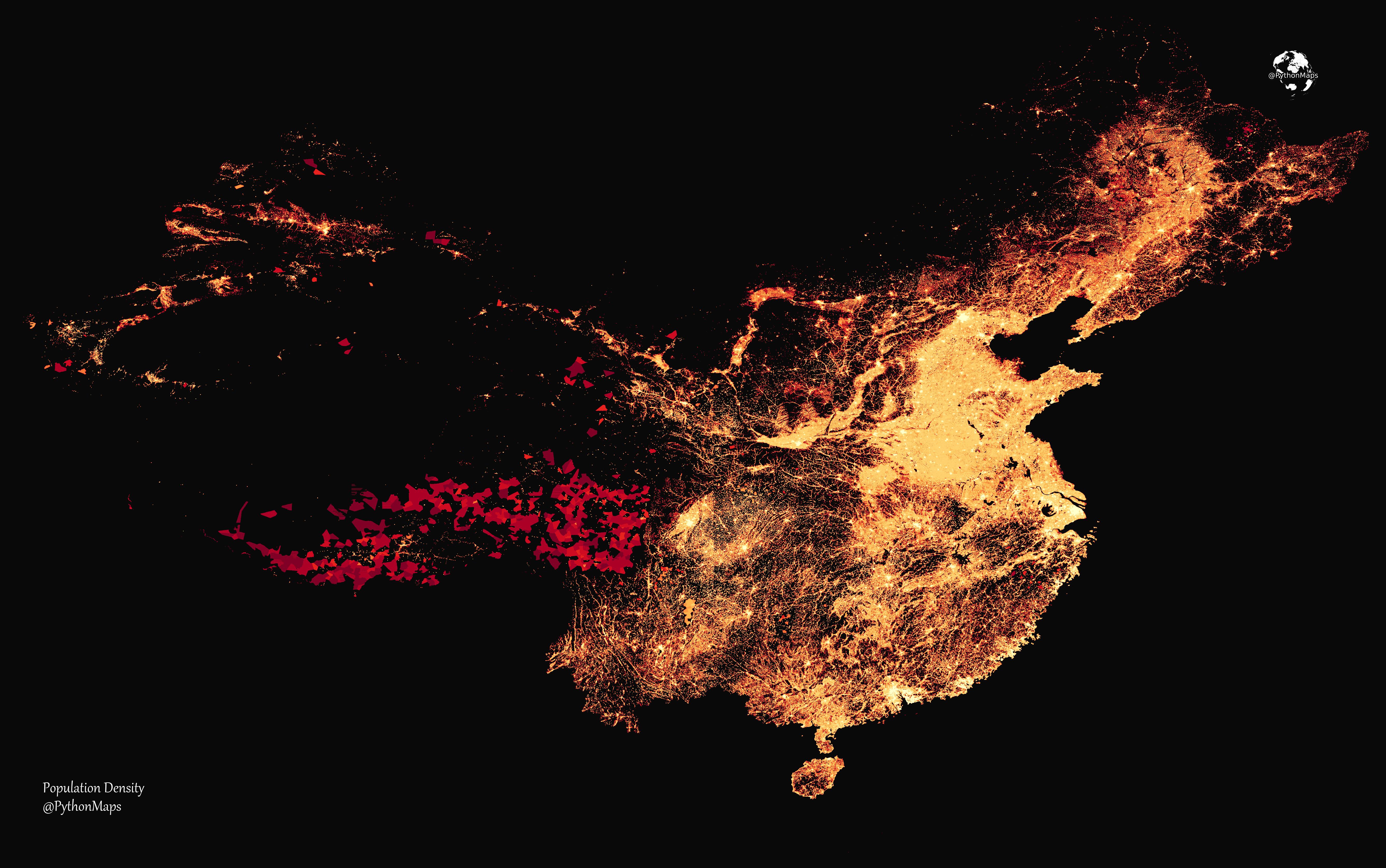 The Population density of China