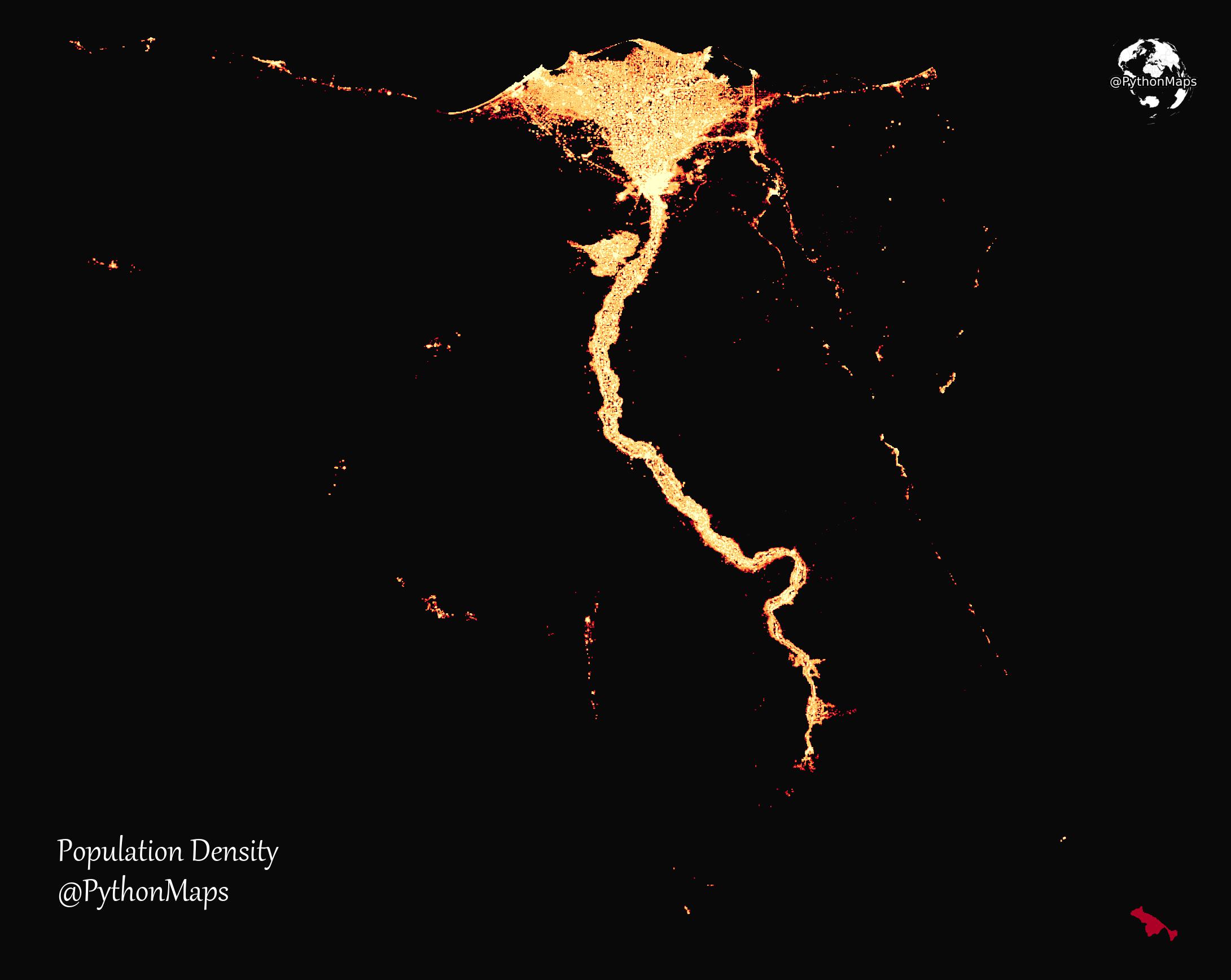 The Population density of Egypt