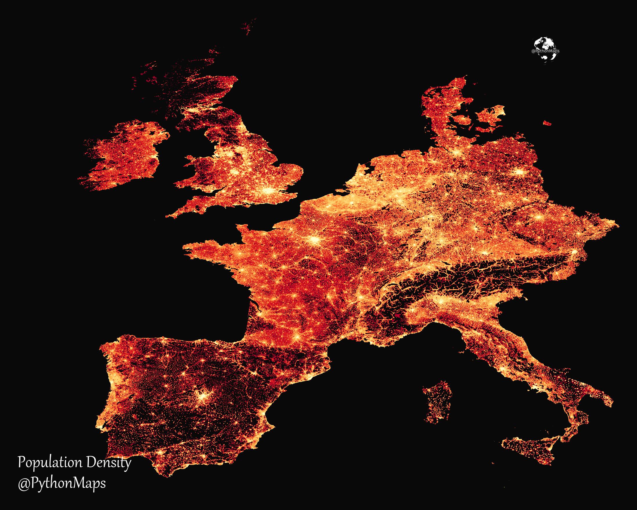 The Population density of Europe