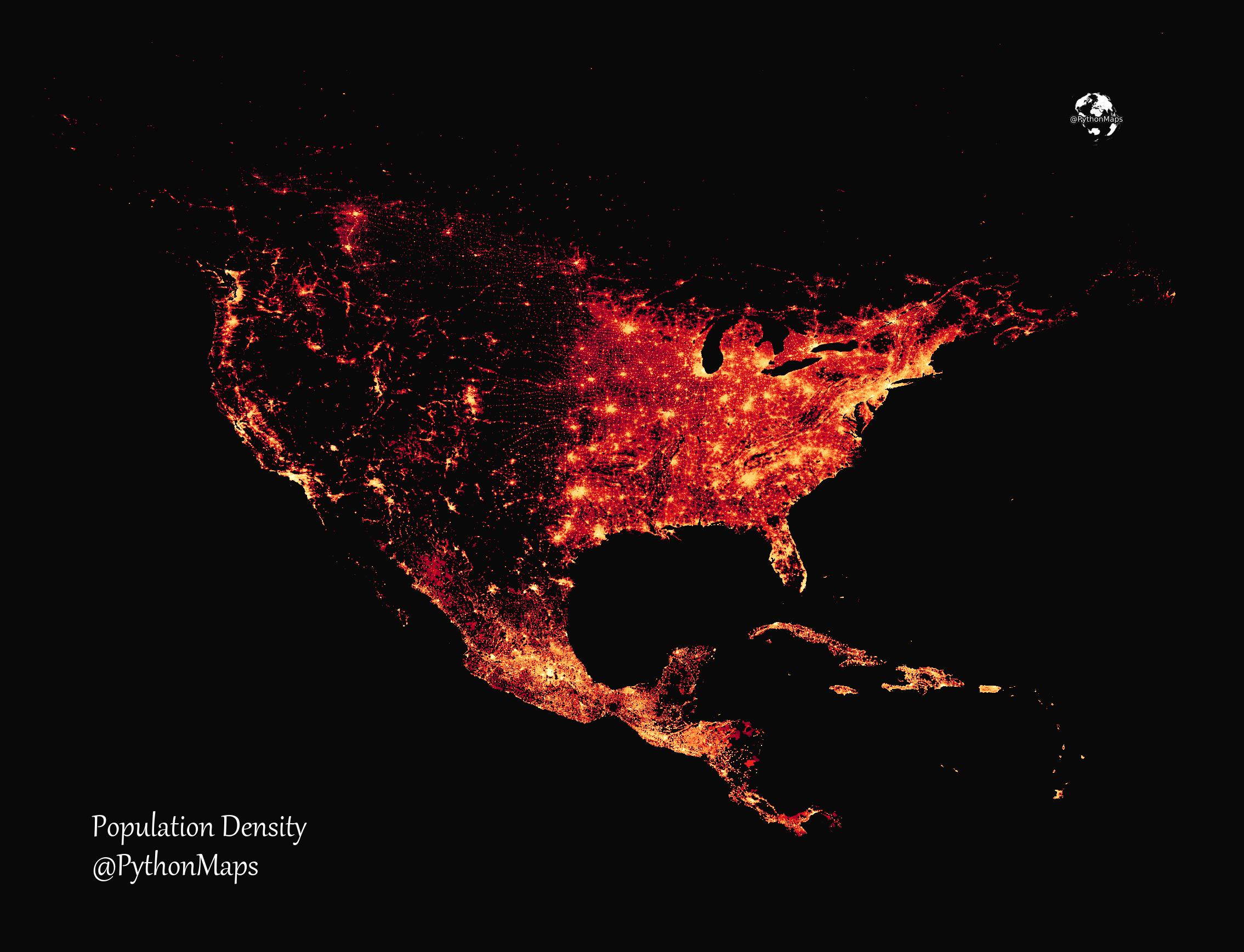 The Population density of North America