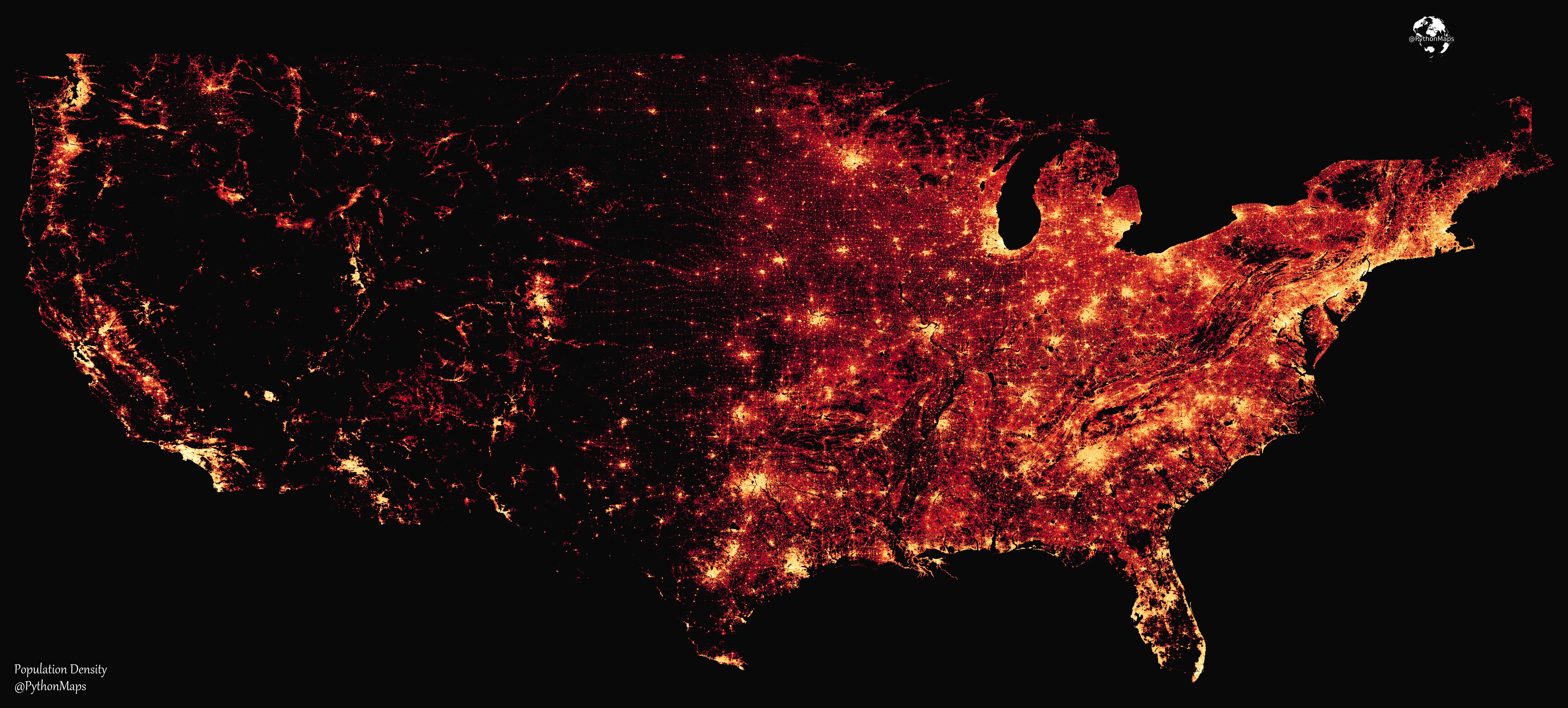 The Population density of the USA